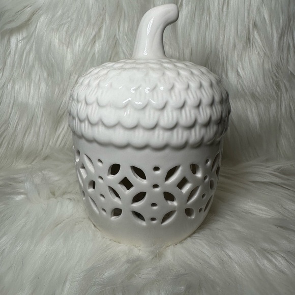 None Other - White Ceramic Acorn Decorative Light
